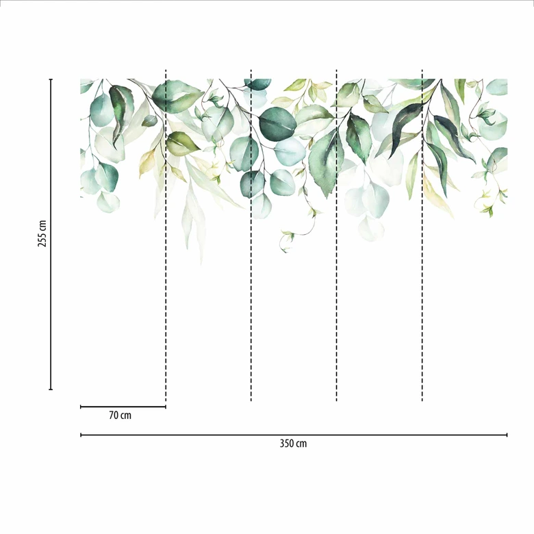 Fototapete Pflanzen AquarellLeaves in weiß grün - Vliestapete Designwalls 2 - 2,55 x 3,5 m 