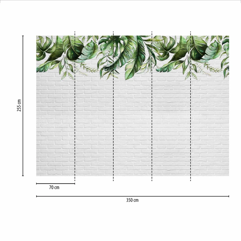 WatercolorLea2 planten behang in grijs groen - vliesbehang Designwalls 2 - 2,55 x 3,5 m 