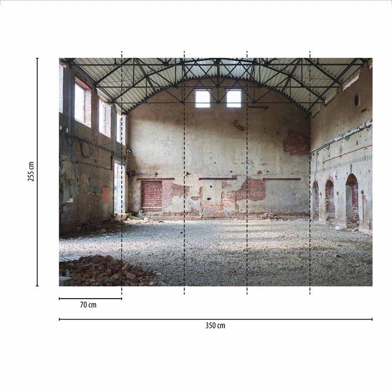 Betonglook IndustryHall tapet i brungrått - Fototapet Designwalls 2 - 2,55 x 3,5 m 