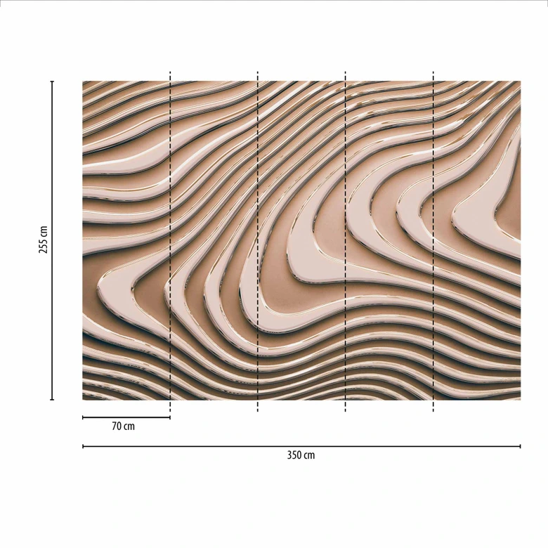 Fototapete Design GeometricWave1 in beige schwarz - Vliestapete Designwalls 2 - 2,55 x 3,5 m 