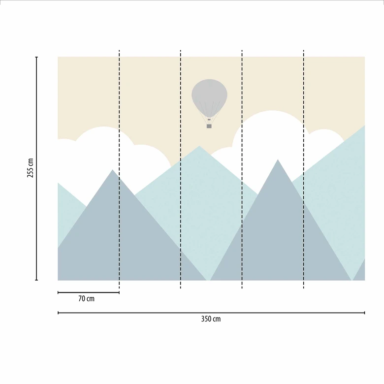 KidsMountains3 bergstapet i grönt vitt - Fototapet i non-woven Designwalls 2 - 2,55 x 3,5 m 