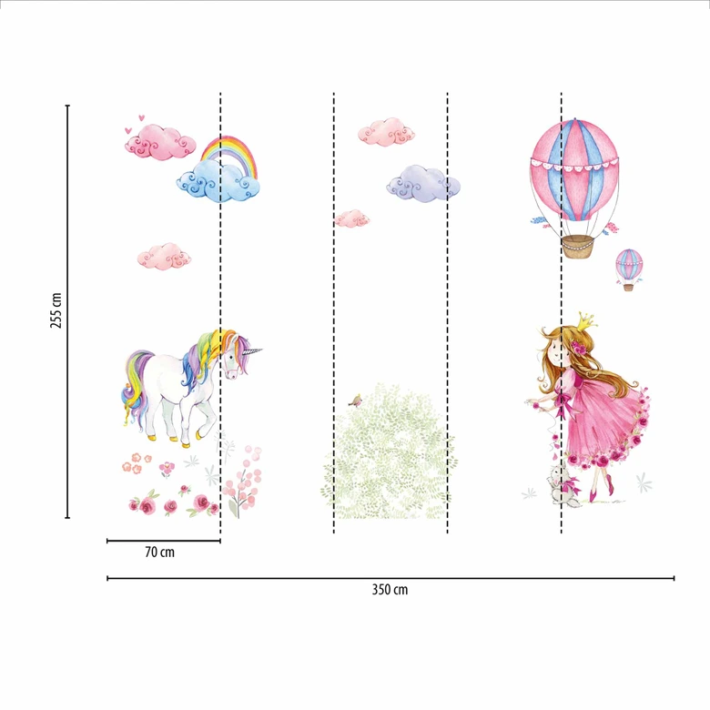 Fototapete Kinderzimmer UnicorPrincess weiß rosa - Vliestapete Designwalls 2 - 2,55 x 3,5 m 