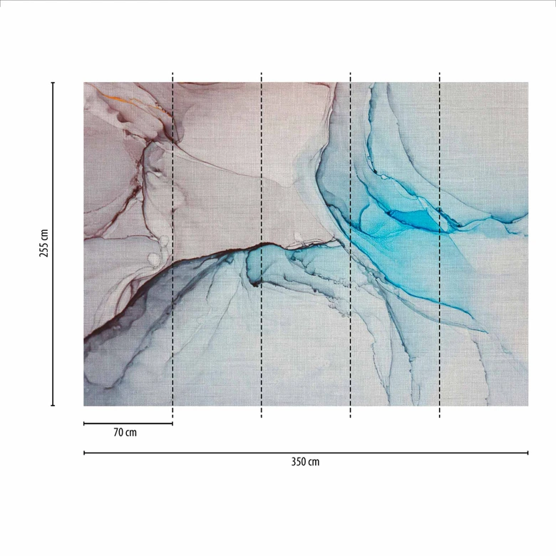 Fototapete Design MarbleBlue in grau blau - Vliestapete Designwalls 2 - 2,55 x 3,5 m 