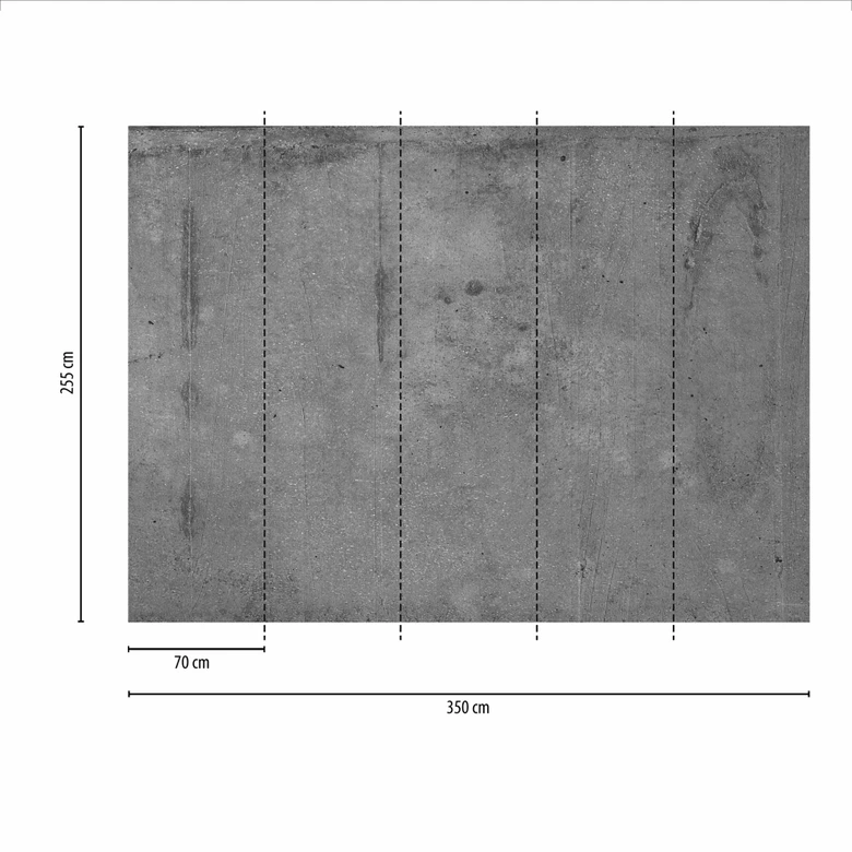 Fototapete Betonoptik GreyWall2 in grau schwarz - Vliestapete Designwalls 2 - 2,55 x 3,5 m 
