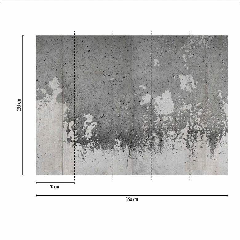 Betonlook PaintedWall behang in grijs zwart - vliesbehang Designwalls 2 - 2,55 x 3,5 m 