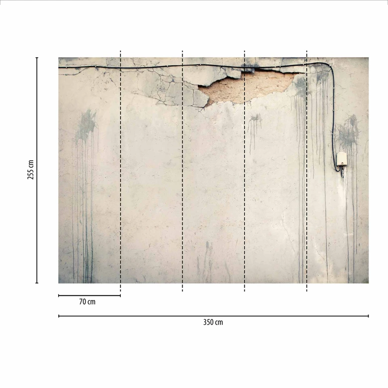Fototapete Industrial OldWall in grau creme - Vliestapete Designwalls 2 - 2,55 x 3,5 m 
