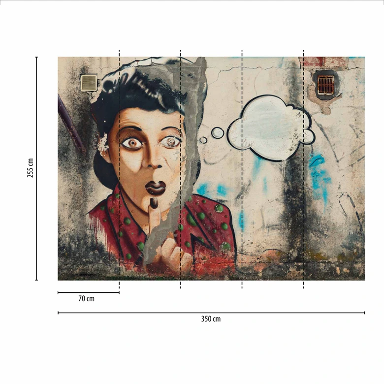 Fototapete Fantasy StreetArtWoman in grau beige - Vliestapete Designwalls 2 - 2,55 x 3,5 m 
