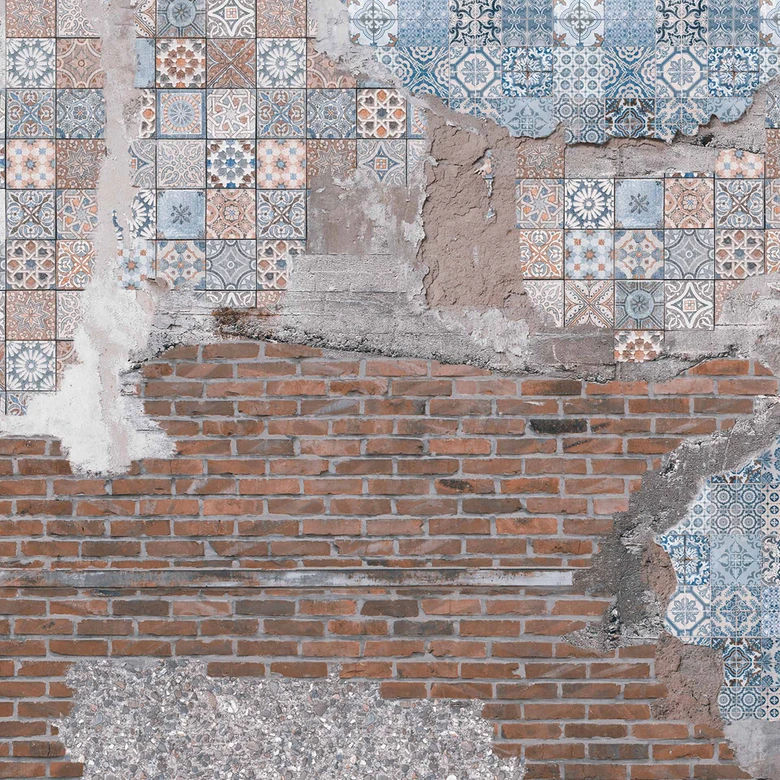 Fototapete Stein Stones&Tiles in kupfer blau - Vliestapete Designwalls 2 - 2,55 x 3,5 m 