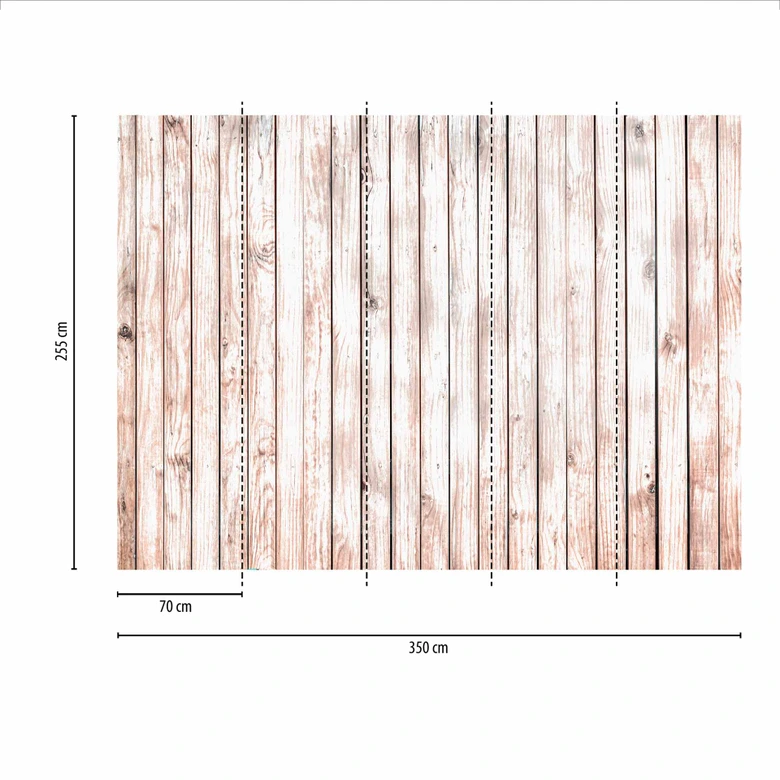 Papel pintado Paneles de madera Wood1 en beige marrón - Papel pintado no tejido Designwalls 2 - 2,55 x 3,5 m 