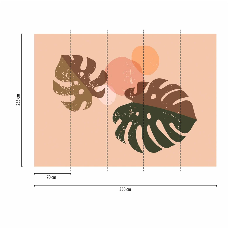 Fototapete Blätter BohoLeaves in beige grün - Vliestapete Designwalls 2 - 2,55 x 3,5 m 