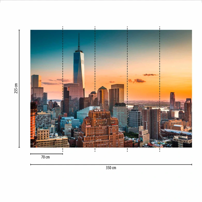 tapet arkitektur ManhattanSkyli blågrå - non-woven tapet Designwalls 2 - 2,55 x 3,5 m 