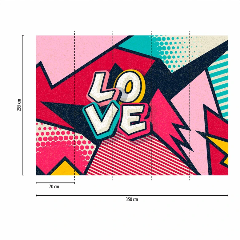 Fototapete Retro PopUpLove in rosa türkis - Vliestapete Designwalls 2 - 2,55 x 3,5 m 