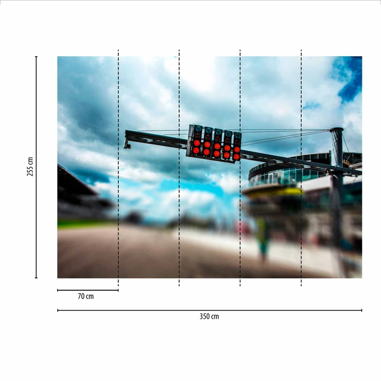 Fototapeta Car RaceTrack w kolorze niebieskim i białym - włóknina Designwalls 2 - 2,55 x 3,5 m 