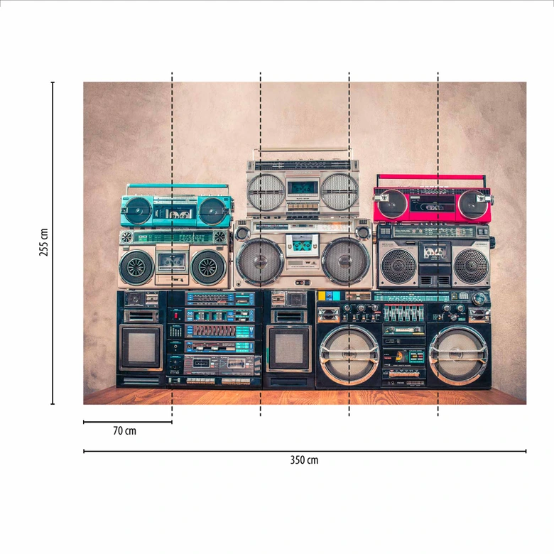 Fototapete Lifestyle Ghettoblaster beige schwarz - Vliestapete Designwalls 2 - 2,55 x 3,5 m 