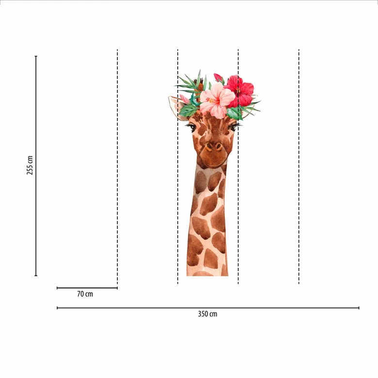 Fototapete Babyzimmer GiraffePortrai weiß braun - Vliestapete Designwalls 2 - 2,55 x 3,5 m 