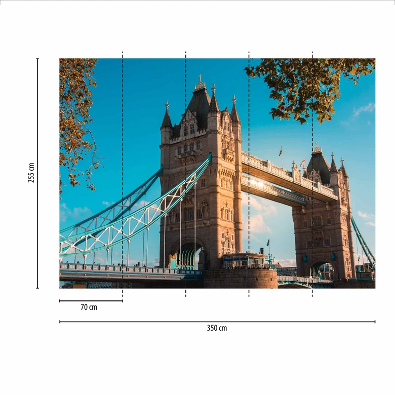 LondonBridge architectuur behang in blauw beige - vliesbehang Designwalls 2 - 2,55 x 3,5 m 