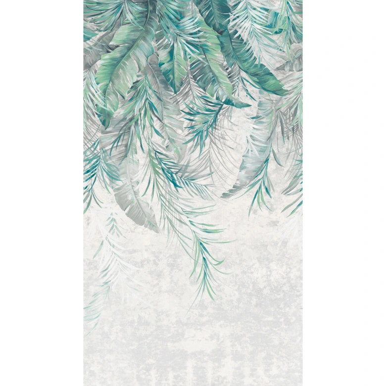 Wall mural with tropical leaves green white - non-woven wallpaper plant motif jungle wallpaper 