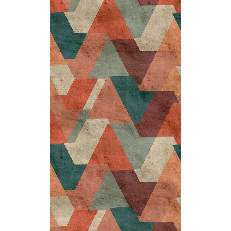 Geometrisk Fototapet i varma färger - non-woven tapet retro prov - modern tapet väggmålning 