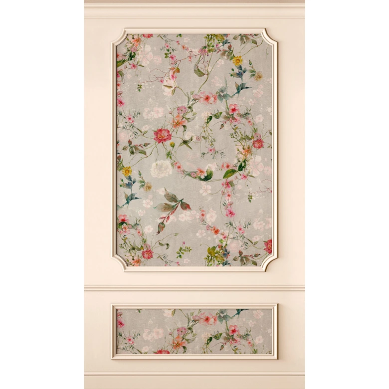 Vintage-Fototapete mit Blumendesign - Vliestapete 3D-Paneele - Elegante Wohnzimmer Tapete 