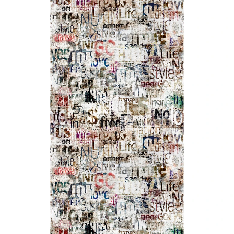 Papier peint photo typographie vintage - papier peint intissé art des mots - papier peint salon moderne 