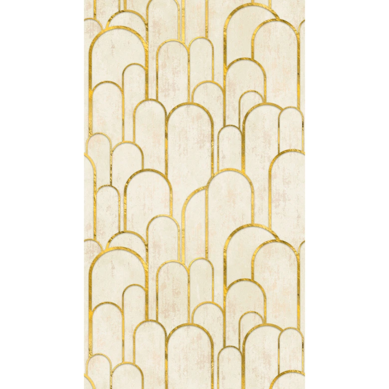 Art deco photo wallpaper with gold elements - non-woven wallpaper, vintage design - living room wallpaper 