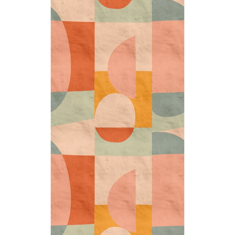 Abstrakt fototapet med geometriskt prov - non-woven tapet retrofärger - modern tapet 