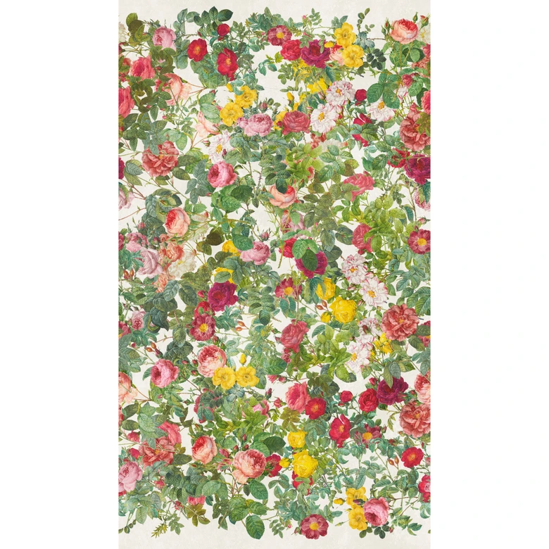 Fototapete Blumenwiese Bunt Grün - Vliestapete mit floralen Motiven - Romantisches Design 