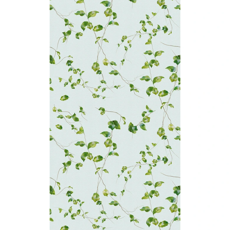 Light green ivy plant wallpaper with a leaf motif 