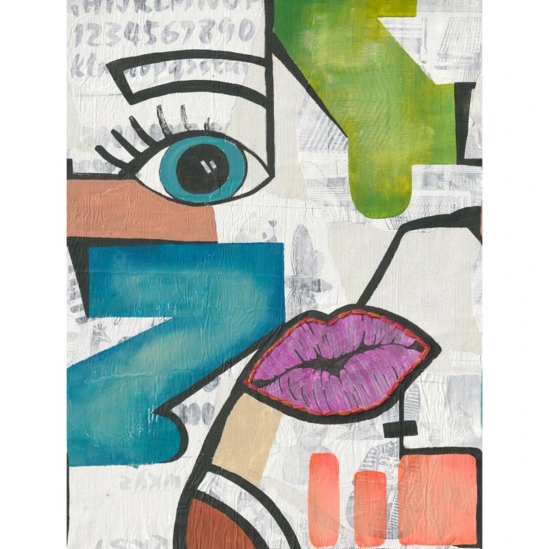 Papel pintado Pop art colorido - papel pintado no tejido retro vintage con motivo de caras para salón & oficina 