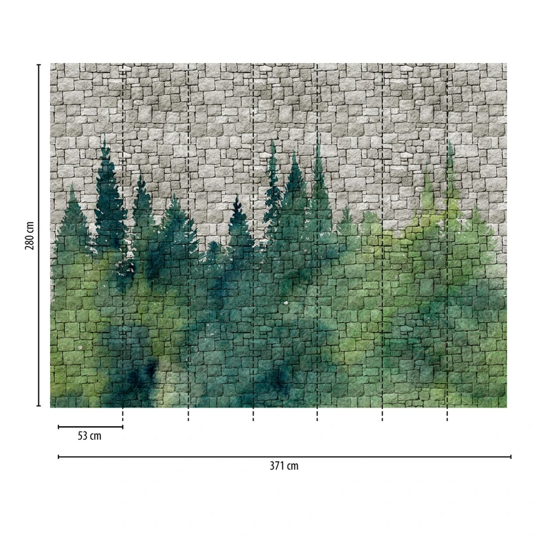Livingwalls Tapete in Steinoptik Metropolitan Stories THE WALL Vliestapete mit Wald Motiv grün, grau 