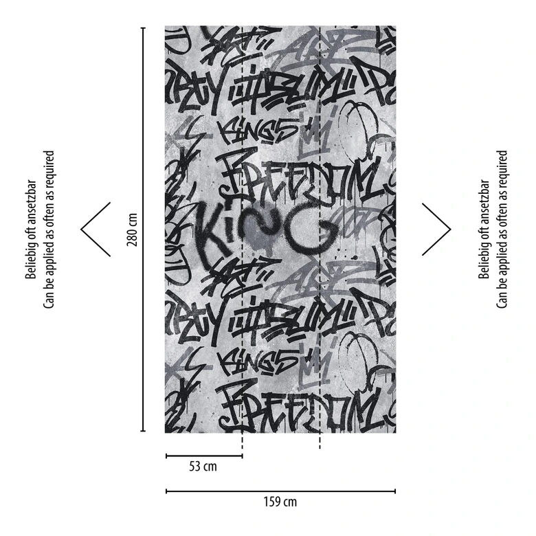 Livingwalls Tapete Graffiti Metropolitan Stories THE WALL Vliestapete grau, schwarz 