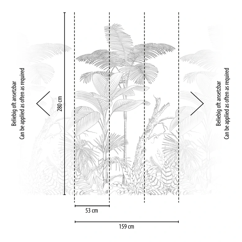 Fototapete Dschungel schwarz weiß - Vliestapete Botanisch Livingwalls - matt und glatt 