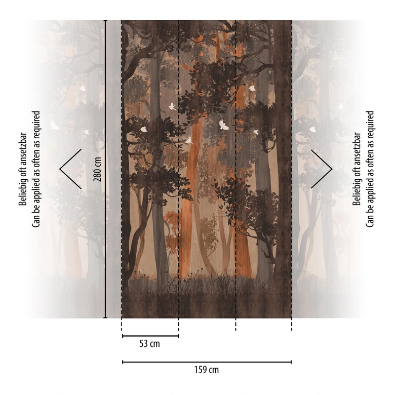 Forest brown beige - włókninowa fototapeta botaniczna Livingwalls - matowa i gładka 