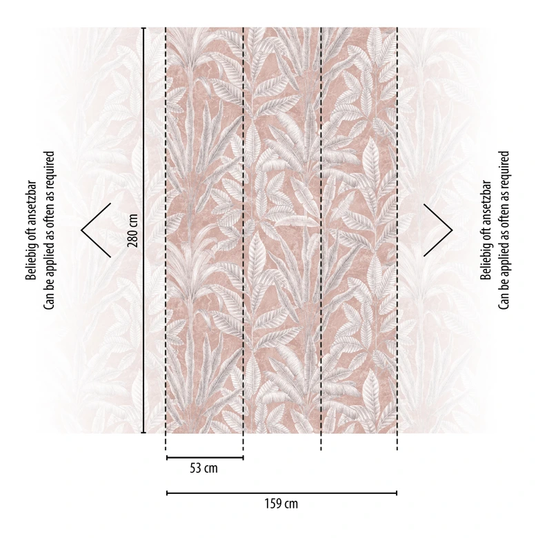 Fototapete Dschungel rosa grau - Vliestapete Botanisch Livingwalls - matt und glatt 