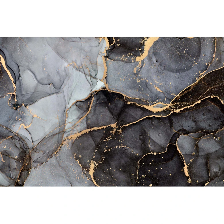 Abstract marble wallpaper black gray gold - non-woven wallpaper 3,75 m x 2,50 m modern 