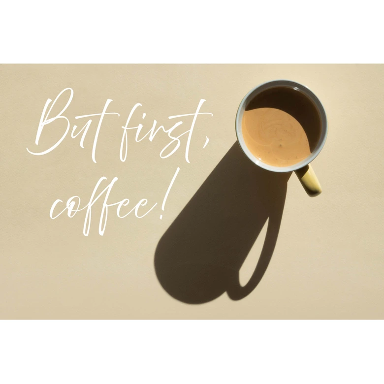 Kaffee-Fototapete Spruch Beige Gelb – 3,75 x 2,50 m – Vliestapete modern 