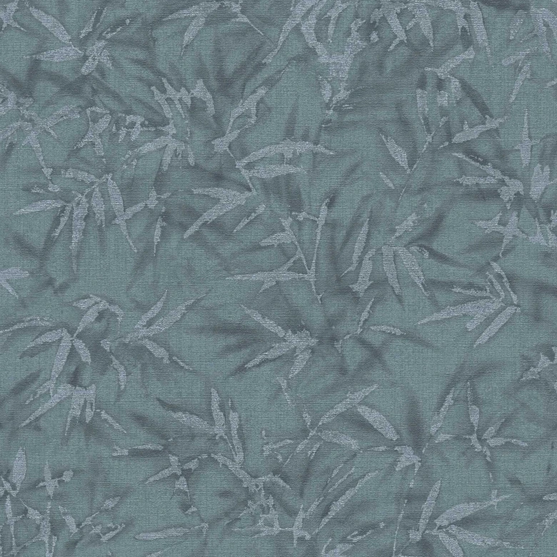 Papel pintado hoja gris azul - Papel pintado de muestra con aspecto de bambú - Papel pintado no tejido moderno 