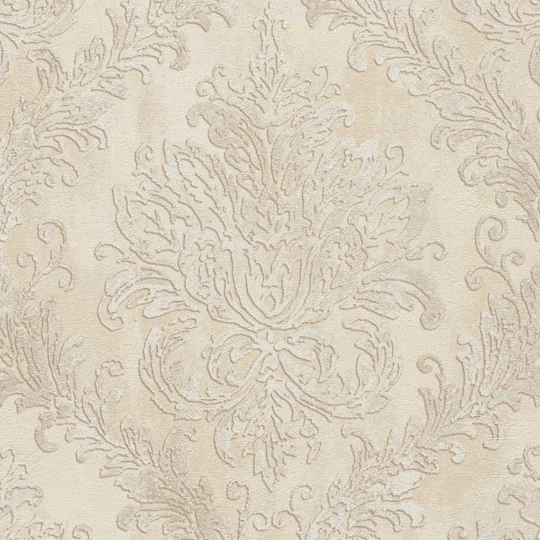 Papier peint baroque beige crème - Papier peint intissé classique avec motif ornemental 