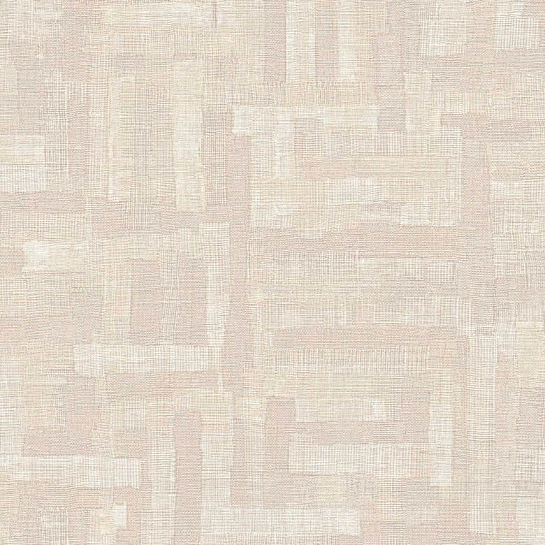 Textured wallpaper with linen look Beige Cream - Geometric Sample  