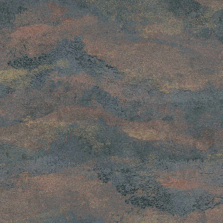 Papel pintado en degradado de color cobre azulado - Papel pintado no tejido con textura oscura 