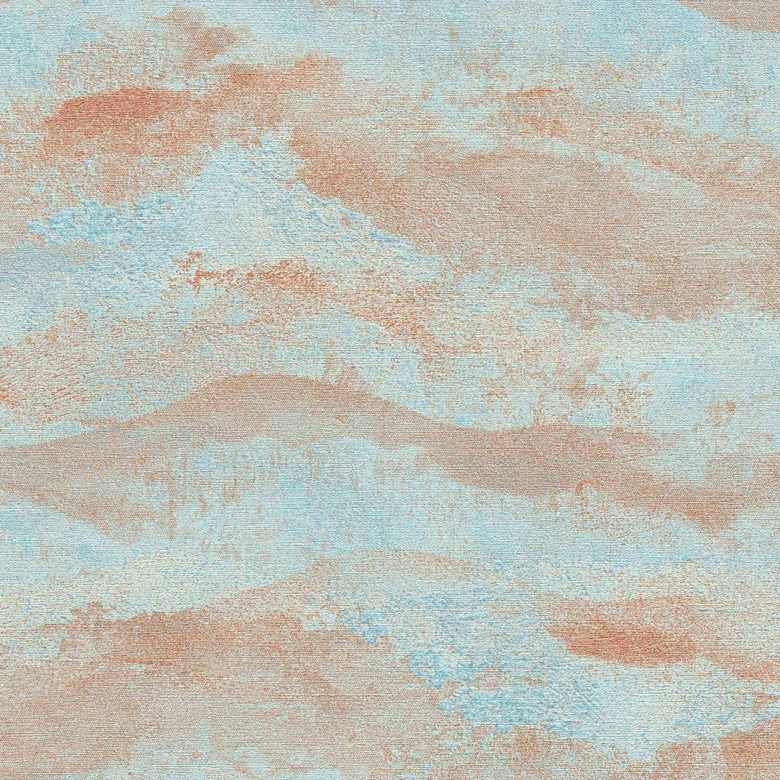 Papier peint dégradé bleu clair terracotta - motif abstrait - papier peint intissé 