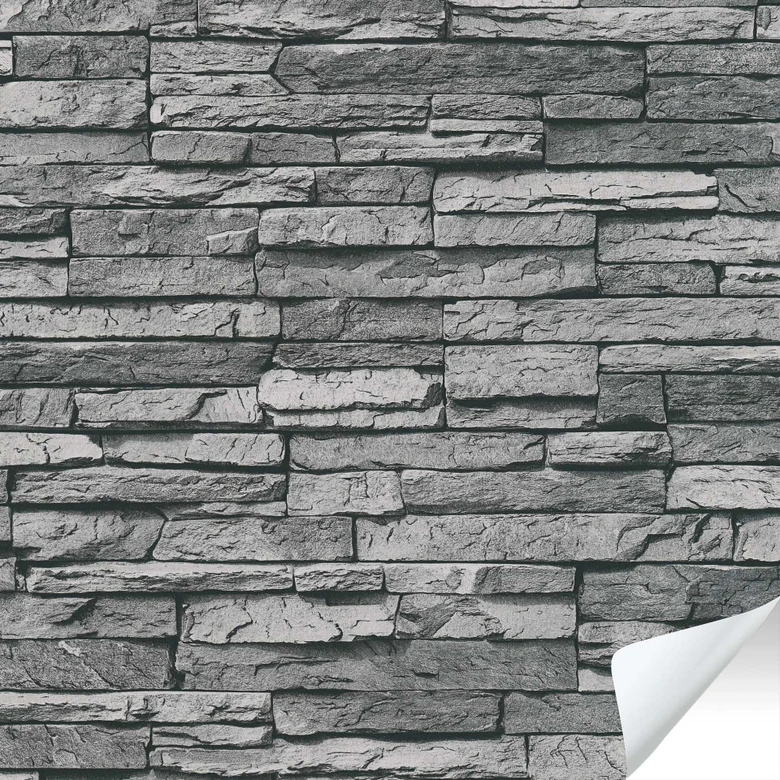 Self-adhesive wallpaper and furniture film - Stone wall - stone look - grey - roll 840x53 cm  