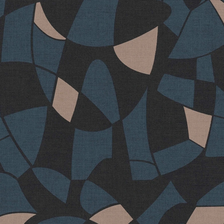 Papier peint design bleu noir beige vintage - papier peint intissé cuisine 