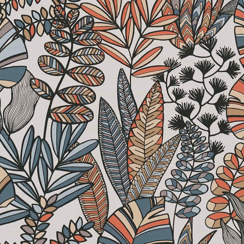 Tapete Bunt Blumen - Dschungel Muster Vliestapete Pflanzen Blätter  