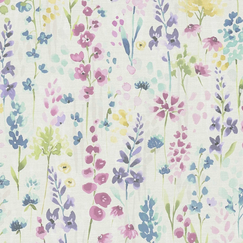 Blumen-Tapete Aquarelloptik Bunt - Mustertapete Pastellfarben - Vliestapete 