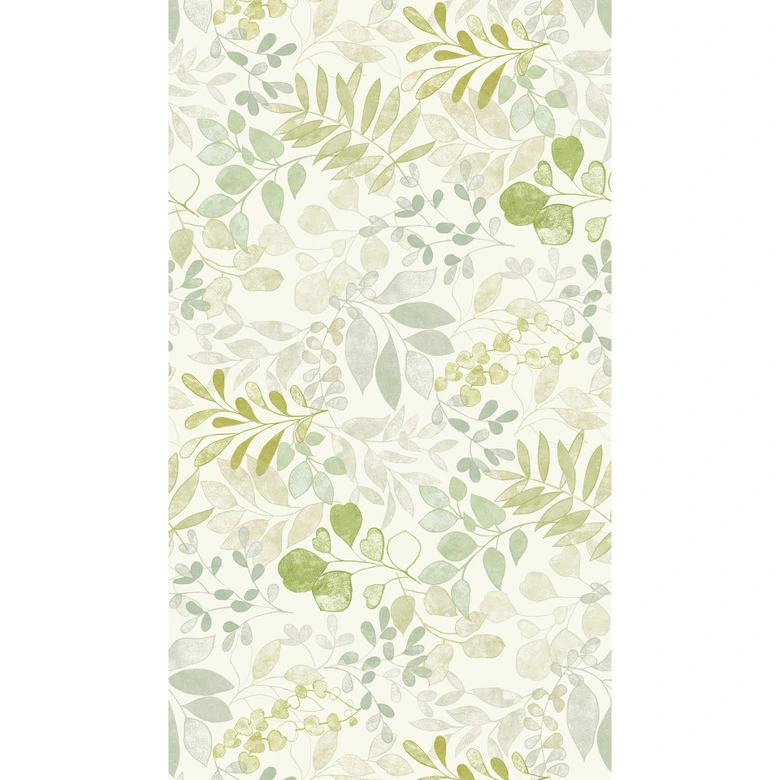 Papel pintado no tejido con motivo de hojas verde beige - papel pintado floral - aspecto naturaleza 