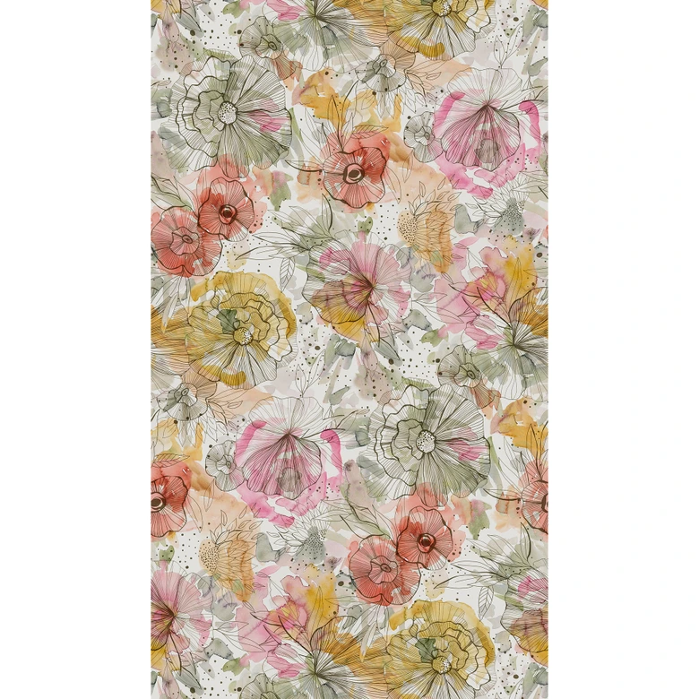 Vliestapete mit Blumenmuster Bunt Aquarell - Florale Fototapete - Modern 