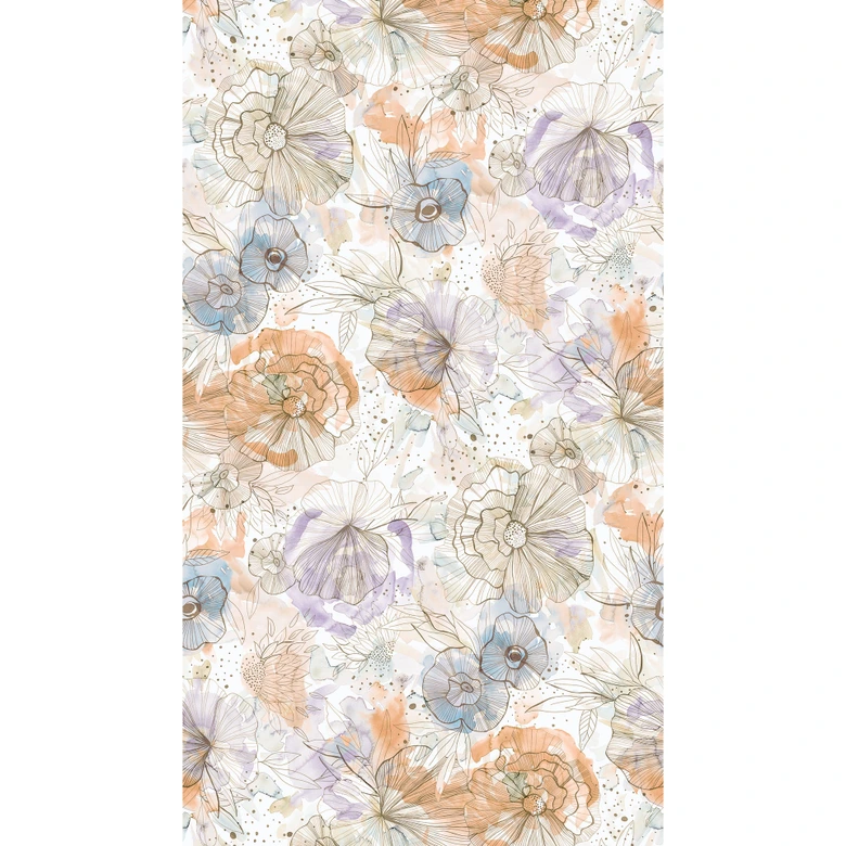 Ikke-vævet tapet med blomstermønster i pastelakvareller - Fototapet med blomster - Elegant 