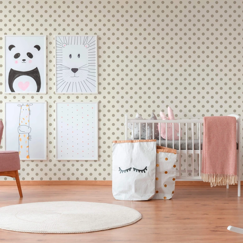 A.S. Création Vliestapete Boys and Girls Kinderzimmertapete gepunktet beige, rosa, weiß 