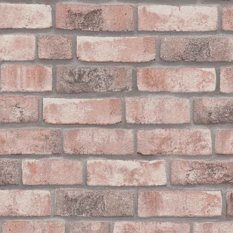 baksteen behang grijs beige - behang stenen muur loft - industrieel behang steen optiek 